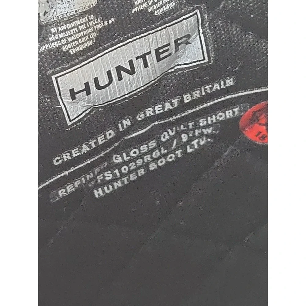 Hunter Refined Quilted Gloss Rain Boots, Adjustable Mid-Calf Black US 8, EU 39